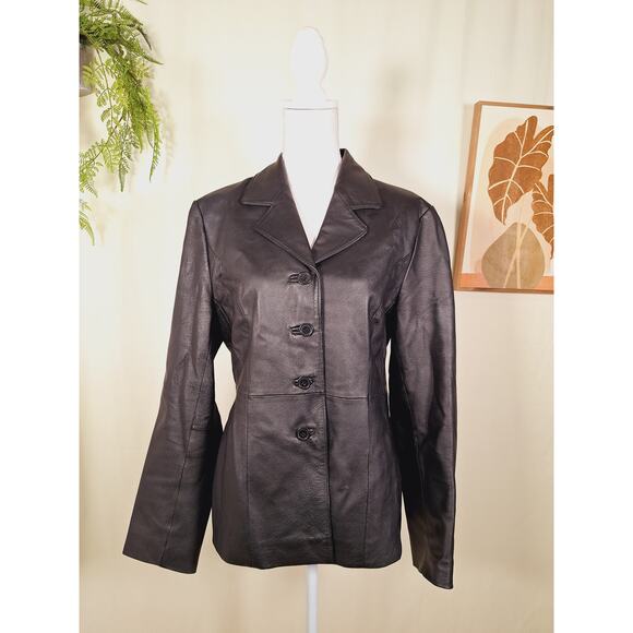 John Paul Richard Jackets & Blazers - John Paul Richard Women's Black Leather Button-Up Jacket Size 10